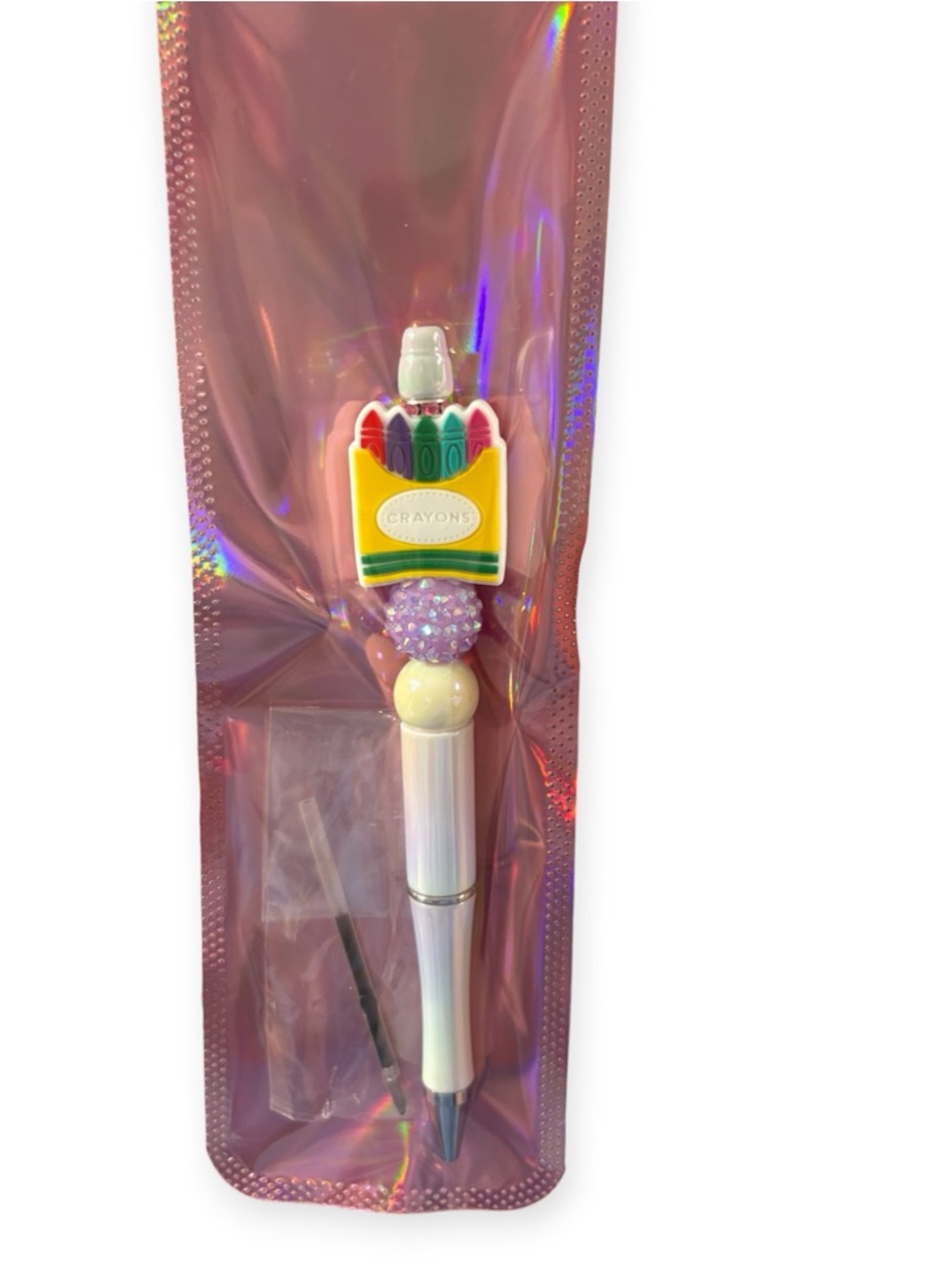 Crayon box Beaded Pen in Iridescent White - Picture 2 of 2